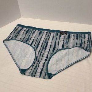 NWT Modern Movement Cotton Blend Hipster Panties-XXL-Dark Teal Watercolor-Tiedye